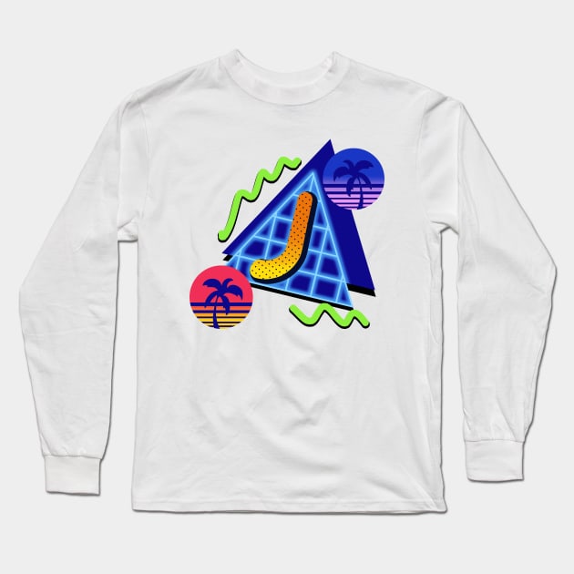 Initial Letter J - 80s Synth Long Sleeve T-Shirt by VixenwithStripes